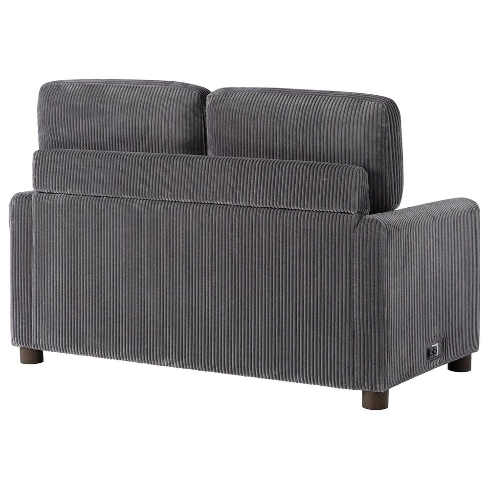 Lifestyle Solutions Drew Twin Loveseat Sleeper with Gray Cushion in Brown, , large