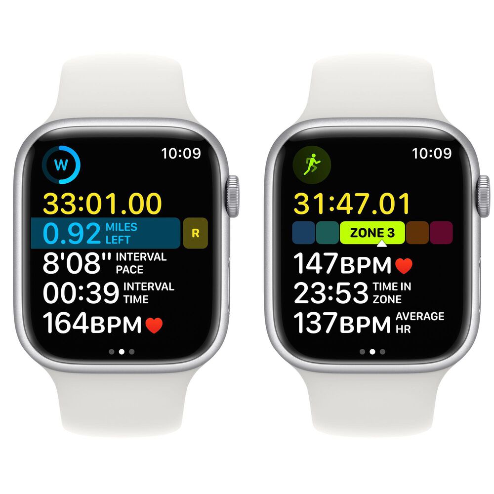 Apple Watch Series 8 GPS 45mm Silver Aluminum Case with White Sport Band -  M/L | NFM