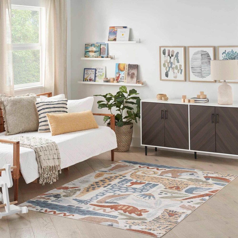 Nourison Astra Machine Washable 6&#39;7&quot; x 9&#39; Ivory Kids Rug, , large