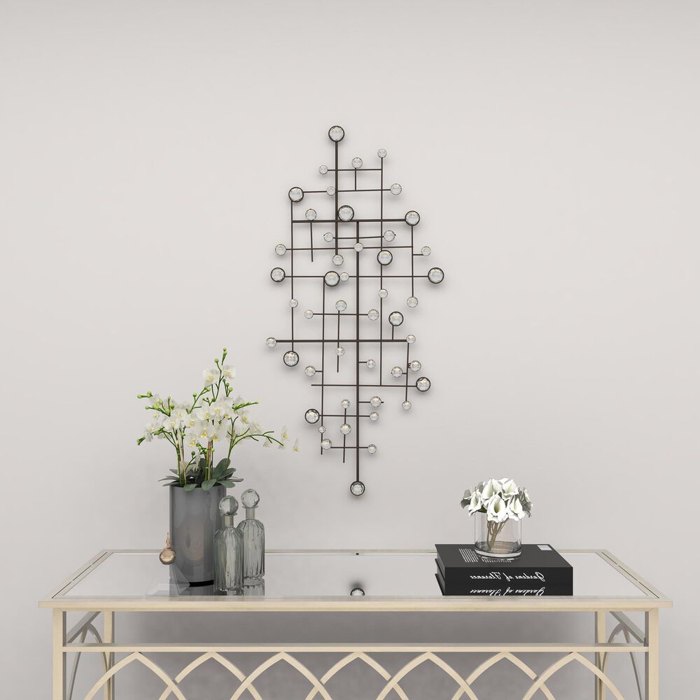 Maple and Jade 20&quot; x 42&quot; Glam Abstract Wall Decor in Matte Taupe and Silver, , large