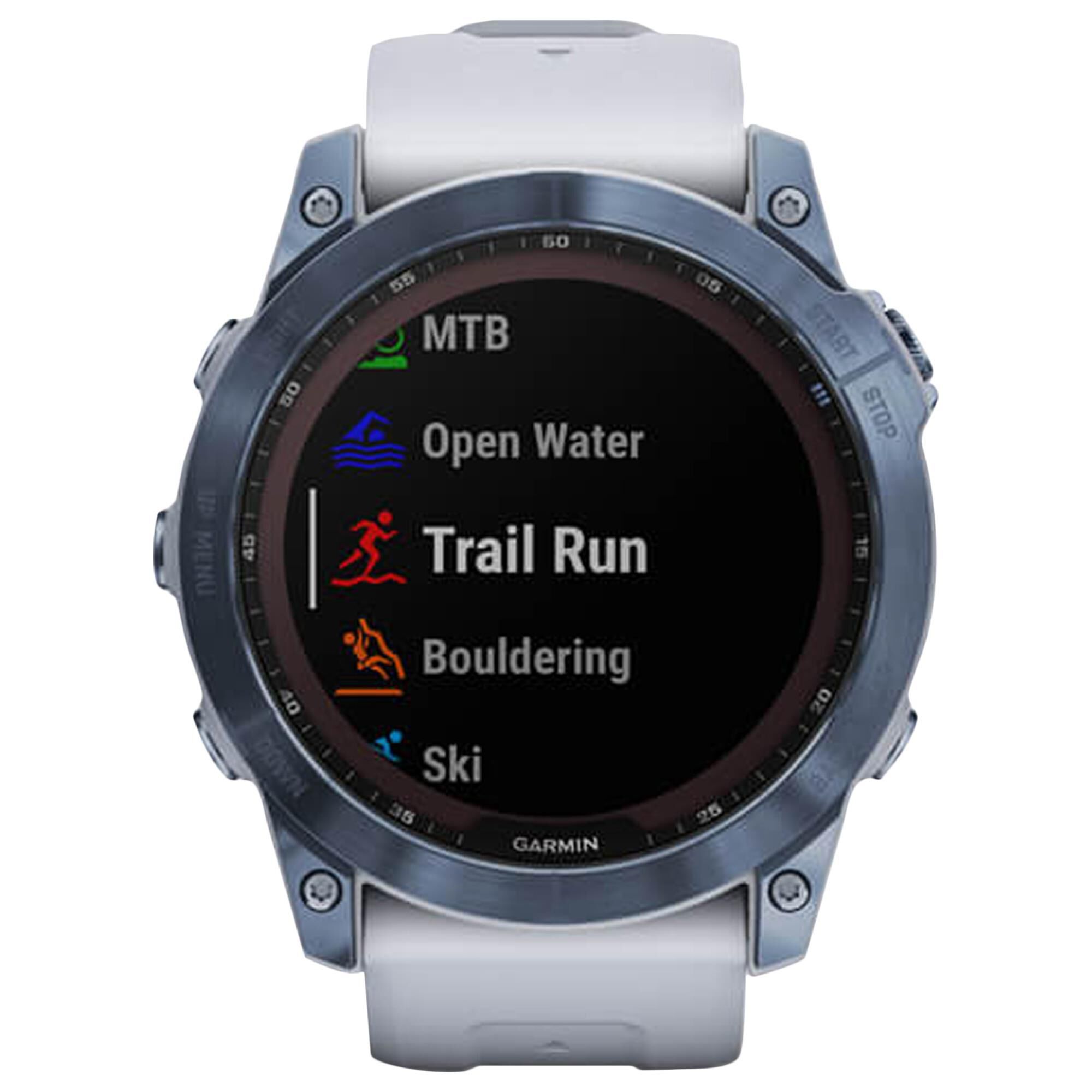 Garmin fenix 6 pro solar mineral blue with white stone band store