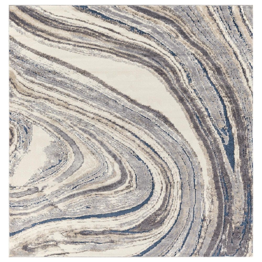 Surya Tuscany TUS-2315 7"10" Square Cream, Khaki, Gray, Charcoal and Blue Area Rug, , large