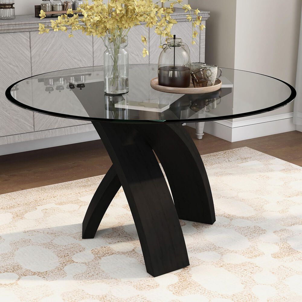 Furniture of America Witt Dining Table in Black and Clear - Table Only, , large