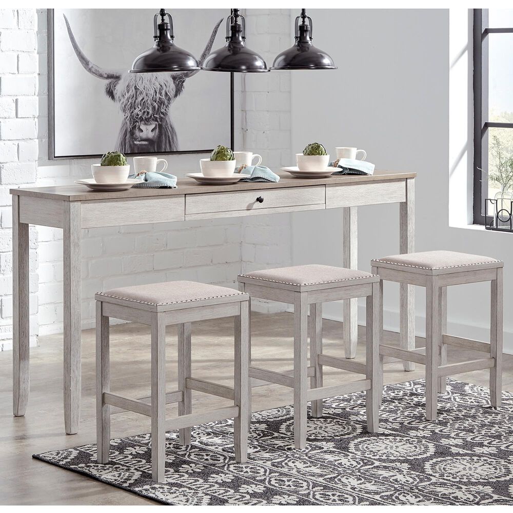Signature Design by Ashley Skempton 4-Piece Counter Height Table Set in Beige, , large