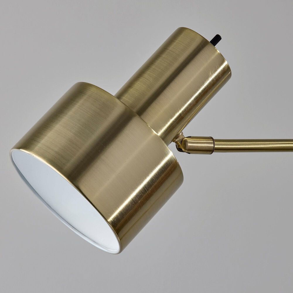 Adesso Wyatt Floor Lamp with Shelf and Wireless Charging in Antique Brass, , large