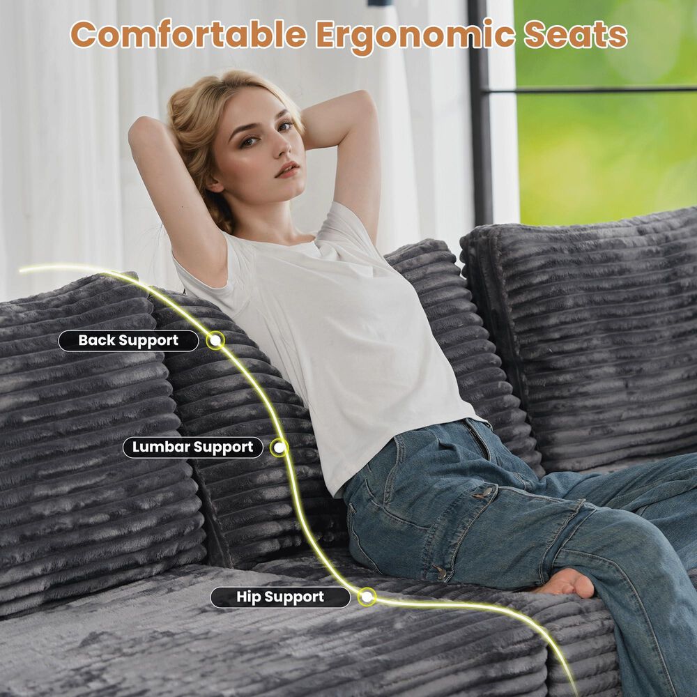 Noviland HOMLUX 5-Piece Mod Sectional with Ottoman in Gray, , large