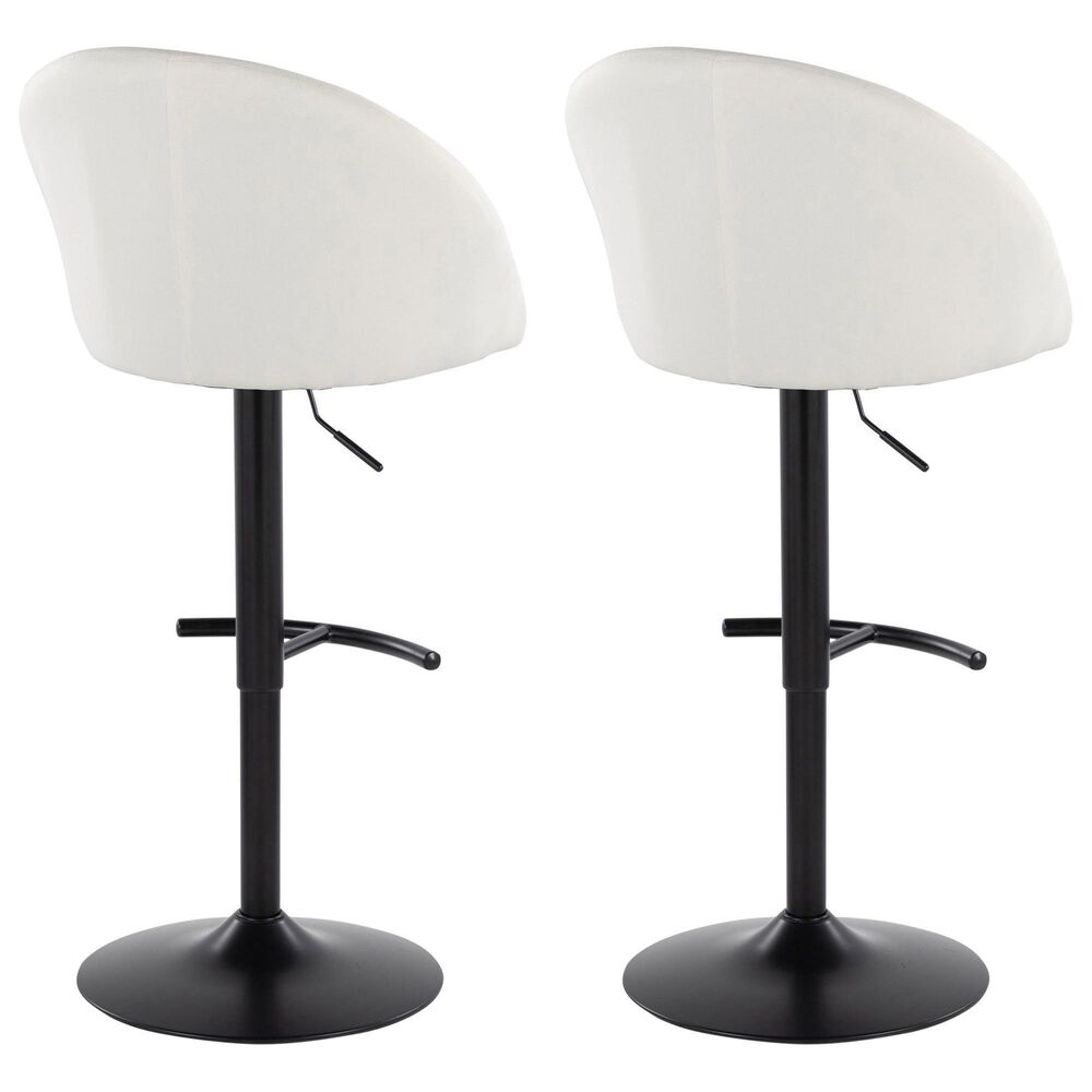 LumiSource Matisse Adjustable Swivel Barstool with Cream Fabric Upholstery in Black (Set of 2), , large