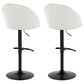 LumiSource Matisse Adjustable Swivel Barstool with Cream Fabric Upholstery in Black (Set of 2), , large