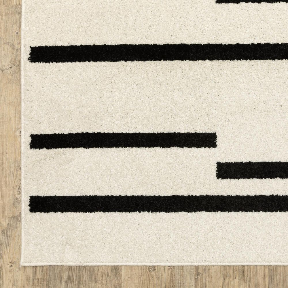 ROW by Oriental Weavers Quinn Striped Beige and Black 2' x 7' Runner, , large