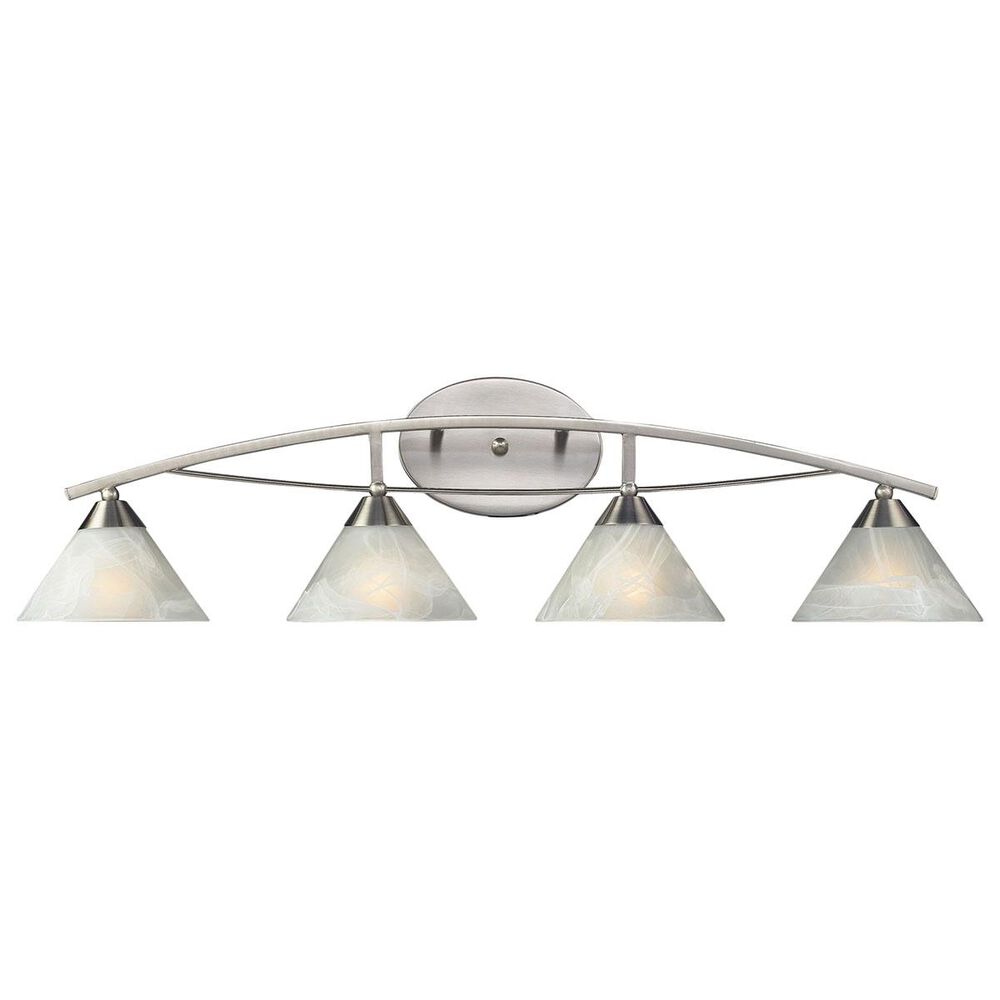 Stein World Elysburg 4-Light Vanity In Satin Nickel And White Glass, , large