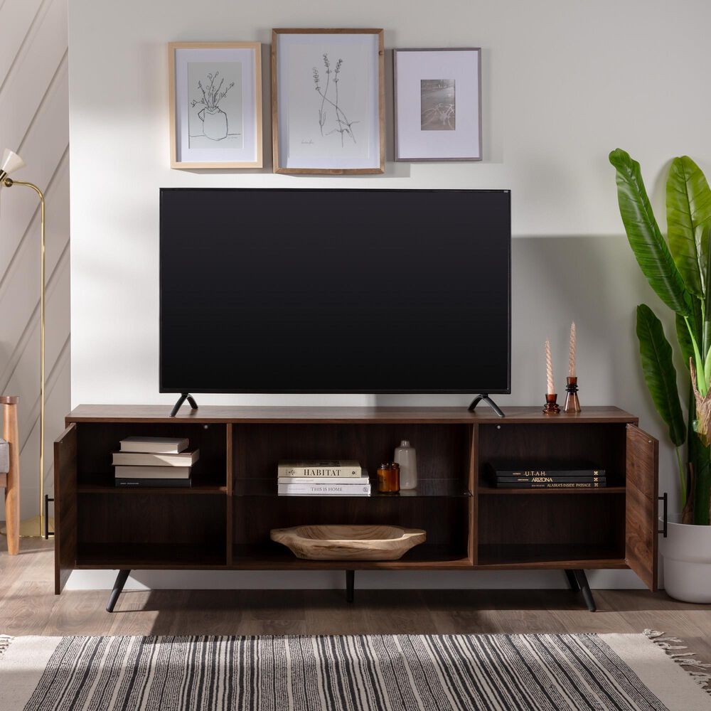 Walker Edison Nora 70&quot; TV Stand in Dark Walnut, , large