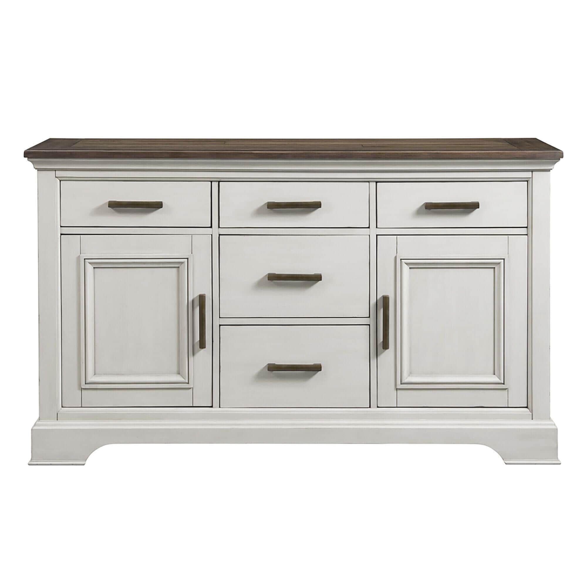 Hawthorne Furniture Drake Sideboard in Rustic White and French Oak