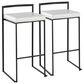 Lumisource Fuji Stackable Barstool with White Faux Leather Cushion in Black (Set of 2), , large