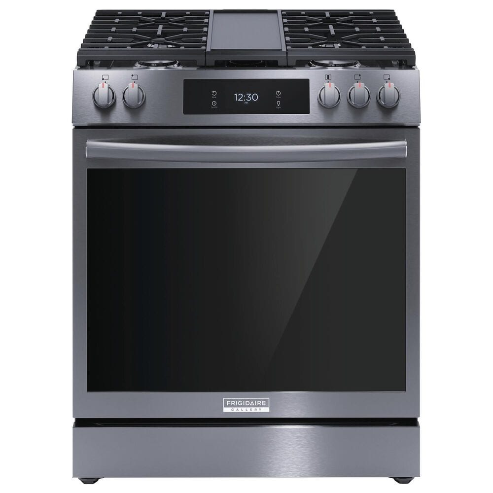 Frigidaire Gallery 30" Front Control Gas Range with Total Convection in Black Stainless Steel, , large