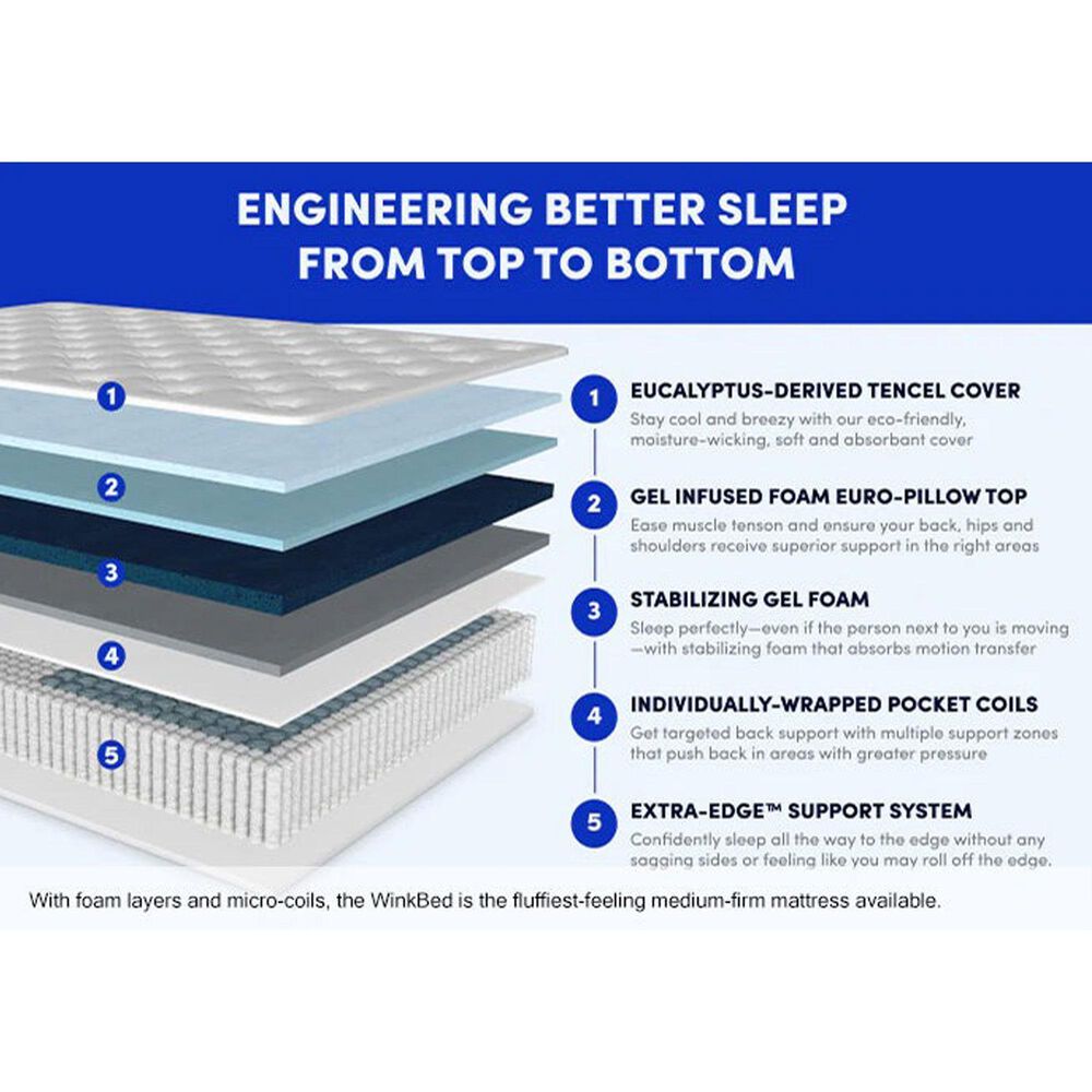 Hearth and Haven WinkBeds Firm Euro Top Queen Mattress, , large