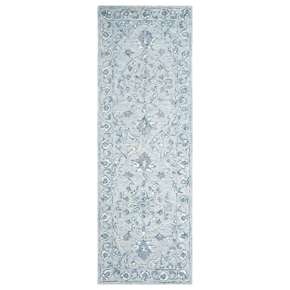 Safavieh Micro-Loop MLP504M 2"3" x 11" Light Blue and Ivory Runner, , large