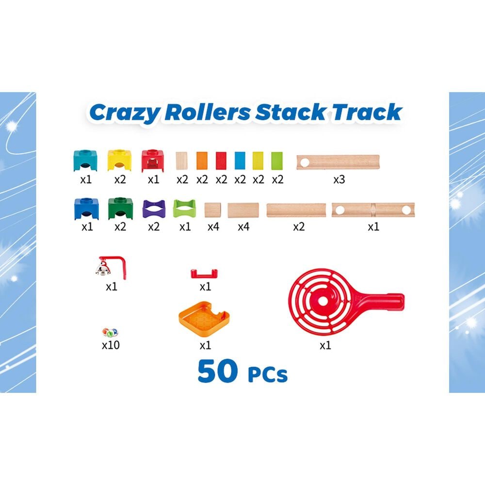 Hape Toys Crazy Rollers Stack Track Wooden DIY Marble Run Set, , large