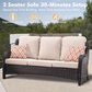 HOMLUX 3-Piece 72" Patio Sofa and Ottoman Set with Brown Wicker in Beige, , large