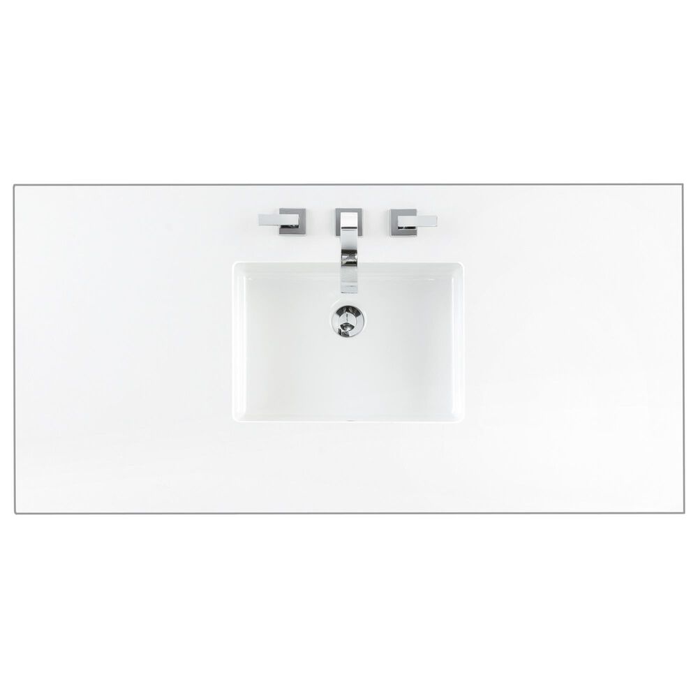 James Martin Vanities Brookfield 48" Single Bathroom Vanity in Black Onyx with 3 cm White Zeus Quartz Top and Rectangular Sink, , large
