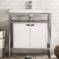 James Martin Vanities Boston 31.5" Single White Door Bathroom Vanity in Brushed Nickel with 3 cm White Glossy Resin Countertop and Rectangular Sink, , large