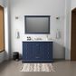 Lexora Home Dukes 48" Single Bathroom Vanity in Navy Blue with 2 cm White Carrara Marble Top and Rectangular Sink, , large