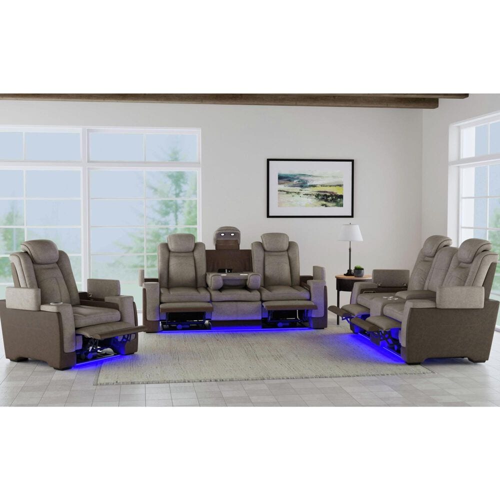 Mayberry Hill Lantana Power Motion Loveseat in Rocky Grey and Brown, , large