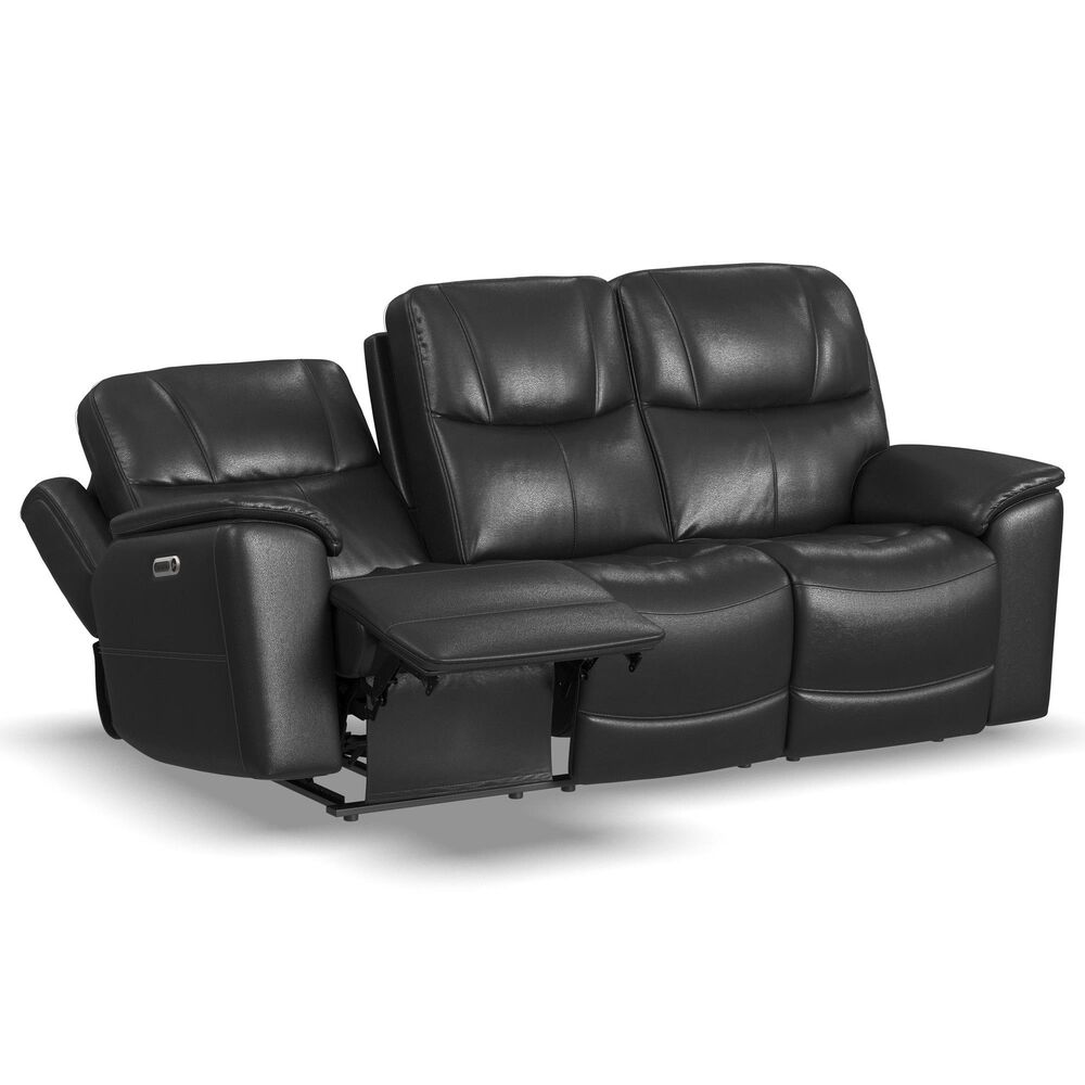 Flexsteel Crew Power Reclining Sofa with Power Headrests and Lumbar in Raven, , large