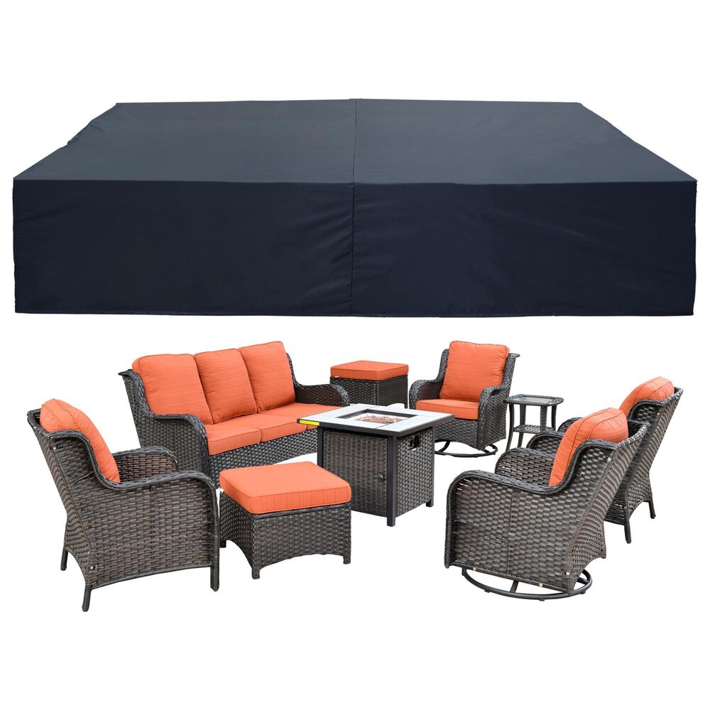 HOMLUX 110" Waterproof Patio Cover with Adjustable Drawstring in Black, , large