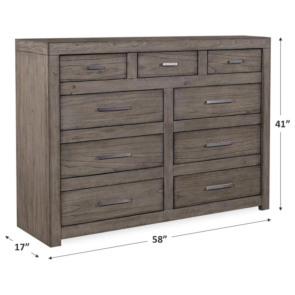 Riva Ridge Modern Loft 9 Drawer Chesser in Graystone, , large