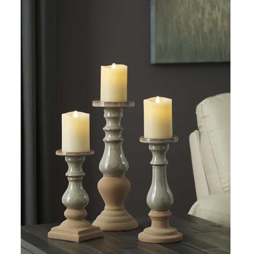 Signature Design by Ashley Emele 3-Piece Candle Holder Set in Taupe, , large
