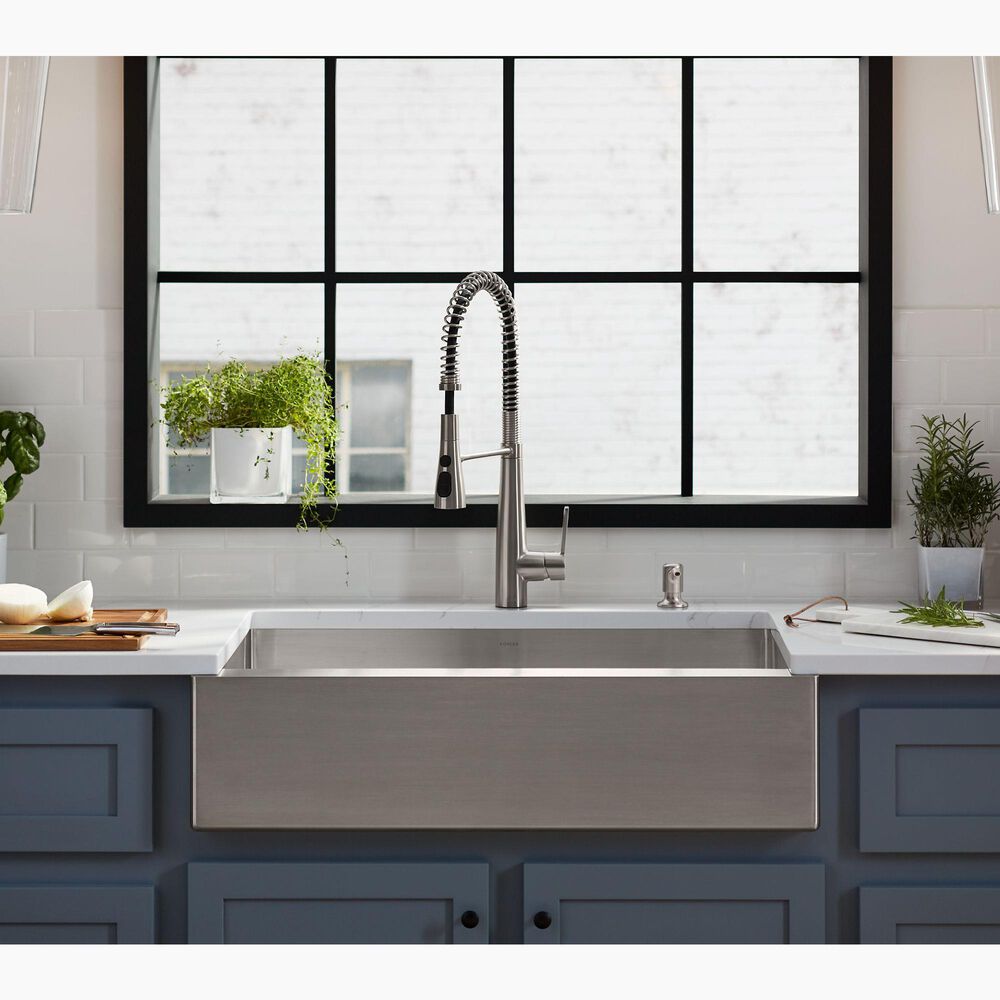 Kohler Strive 35.5" Single Bowl Farmhouse Kitchen Sinks in Stainless Steel, , large