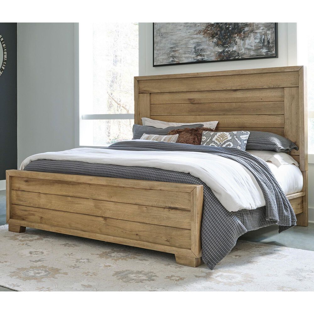 Ashley Galliden California King Panel Bed in Light Brown, , large