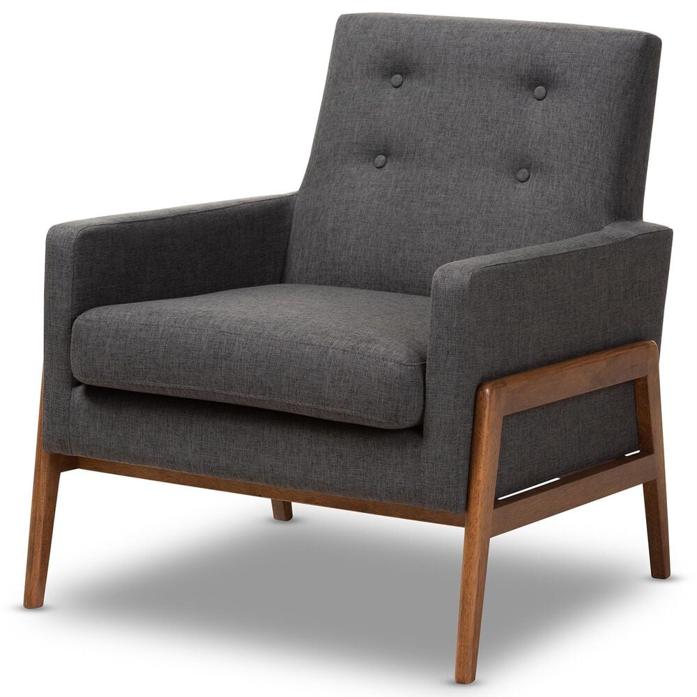 Baxton Studio Perris Lounge Chair in Dark Grey, , large