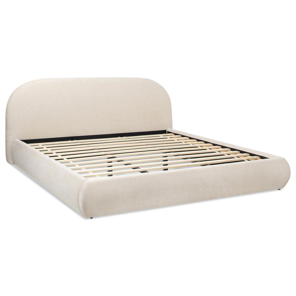 Jennifer Taylor Home Archie Puffy Grounded King Upholstered Platform Bed in Oatmeal Light Beige, , large