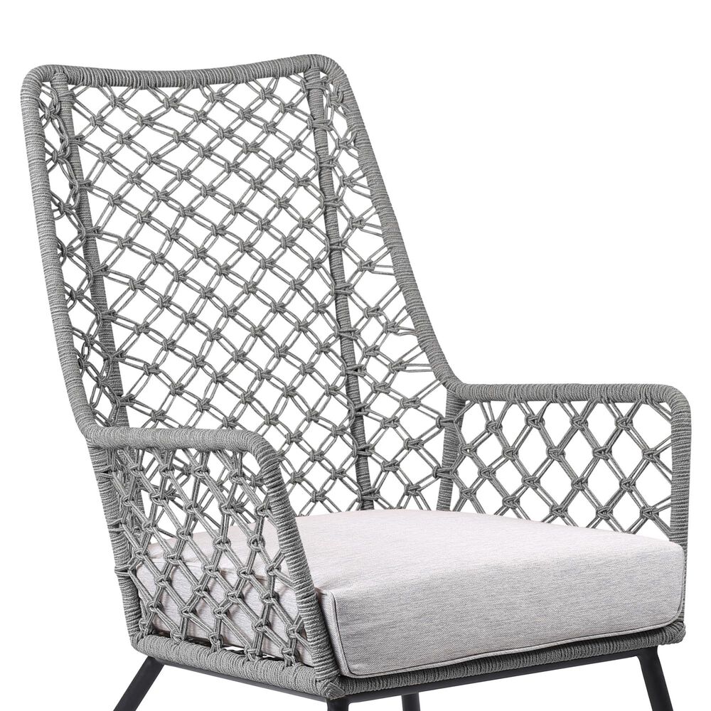 Hearth and Haven MarcoOutdoor Rope Weave Lounge Chair with Steel Frame in Gray, , large