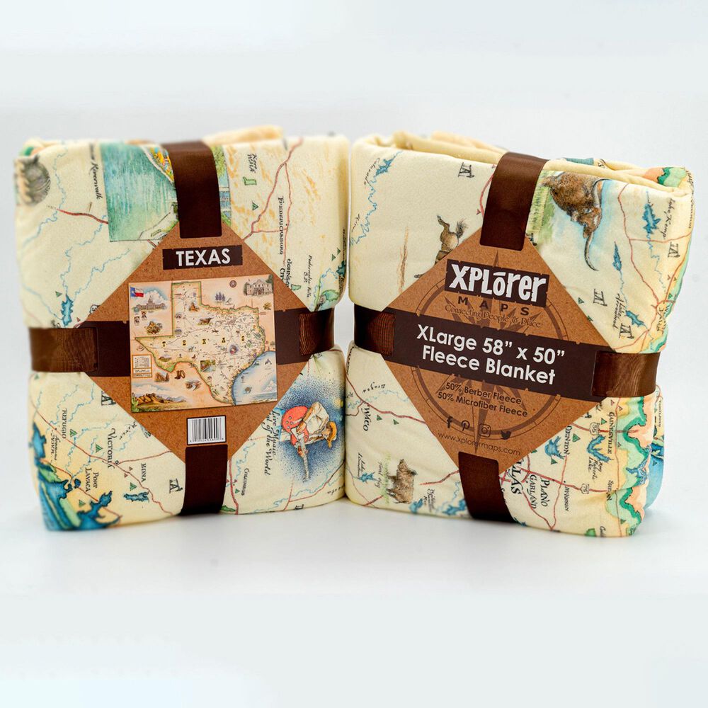 Xplorer Maps Fleece Blanket in Texas, , large