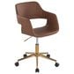 Lumisource Margarite Task Chair with Brown Faux Leather Cushion in Black, , large