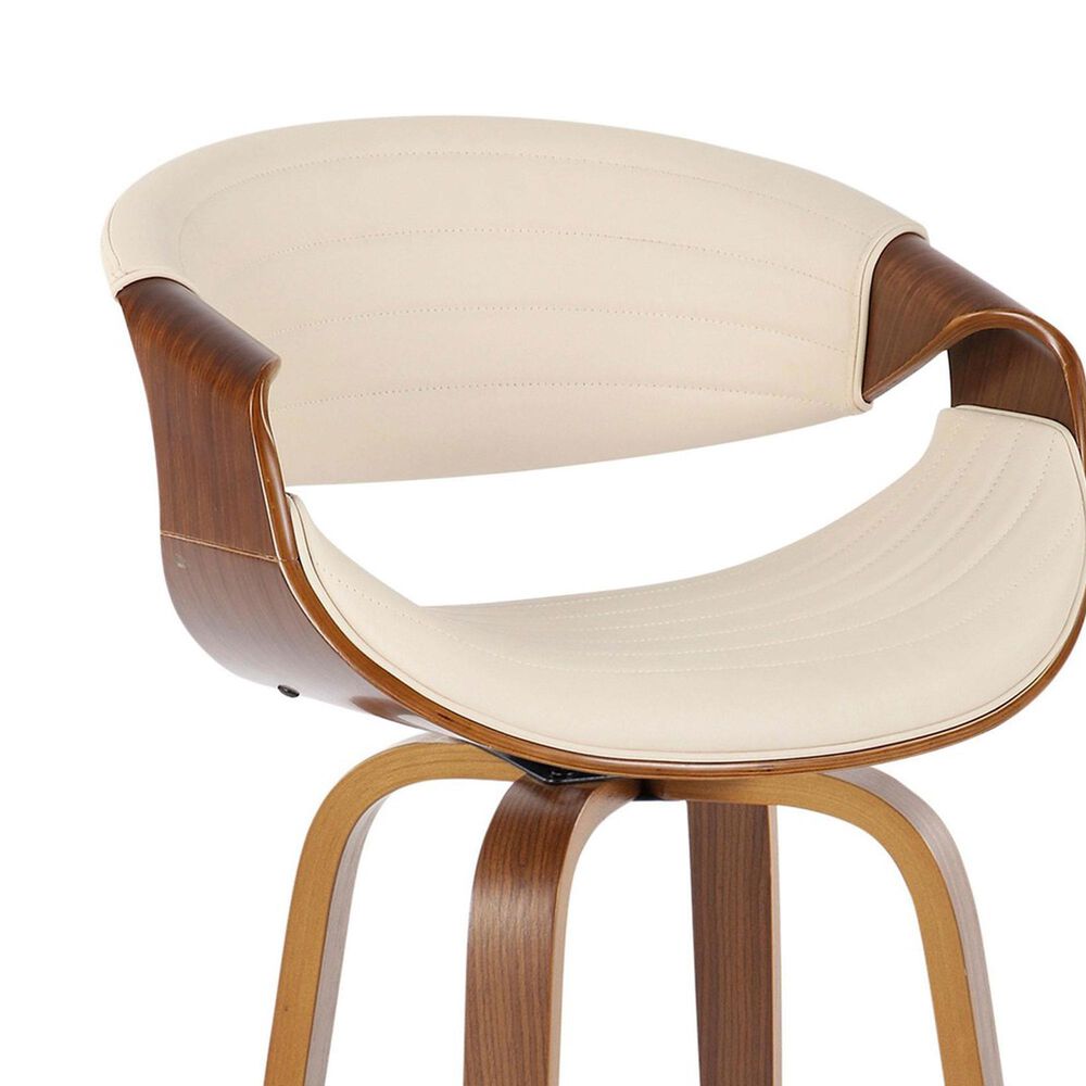LumiSource Symphony 26" Swivel Counter Stool with Cream Upholstery in Walnut and Black (Set of 2), , large