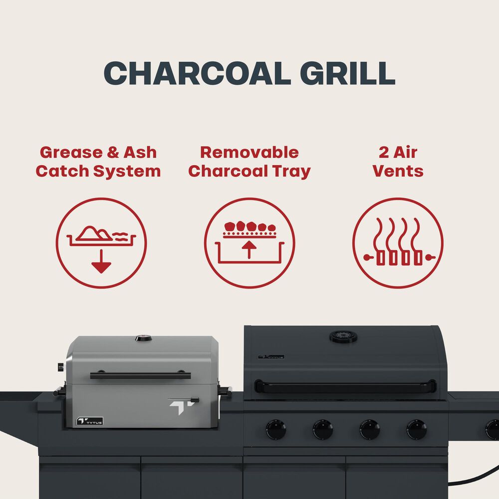 Tytus Anaheim and Emberwood 3-Piece Modular Duo with Charcoal Grill in Gunmetal Gray, , large