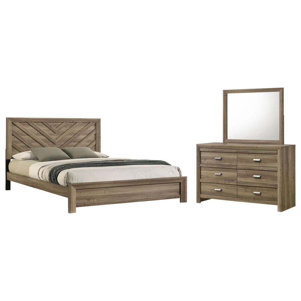 Crown Mark Valor 3-Piece Queen Bedroom Set in Light Brown, , large