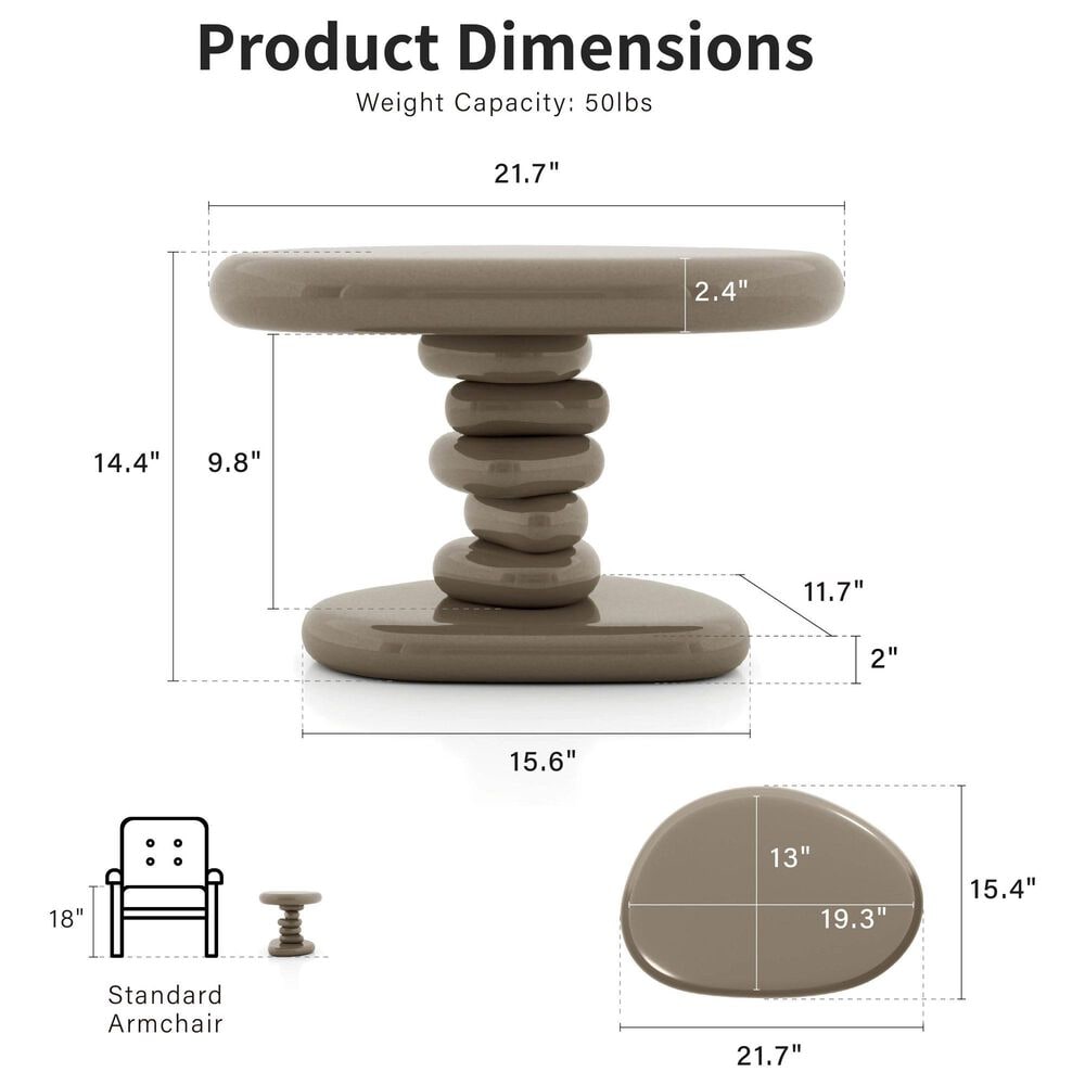 Furniture of America Rene Glossy End Table in Brown, , large
