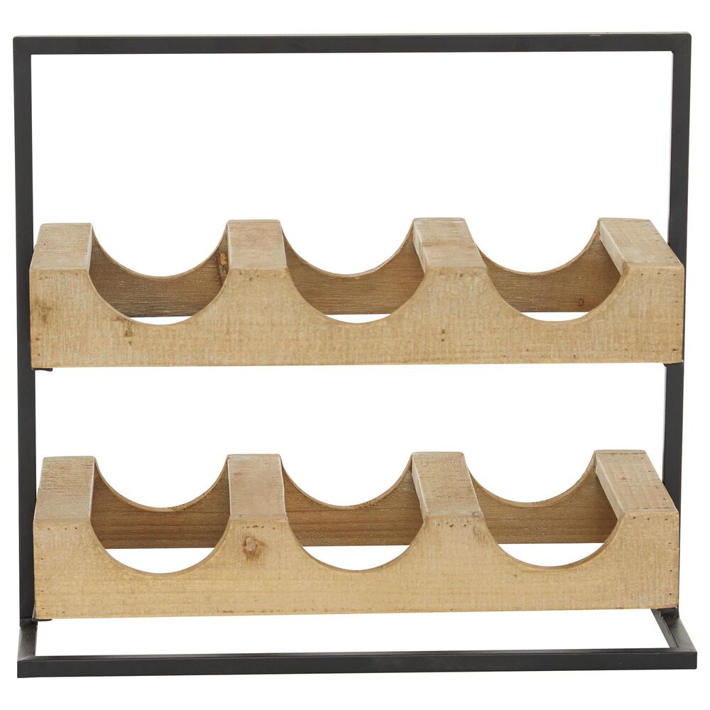 Maple and Jade 13" Farmhouse Wood Wine Rack in Brown, , large