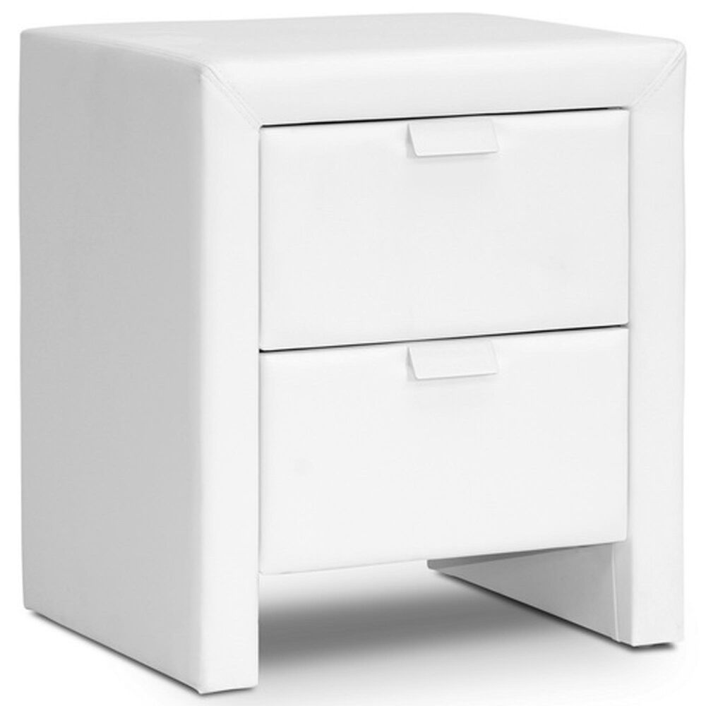 Baxton Studio Frey 2-Drawer Nightstand in White, , large
