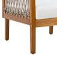 Hearth and Haven Outdoor Club Chair with Handwoven Rope Armrest and Light Teak Frame in Cream, , large