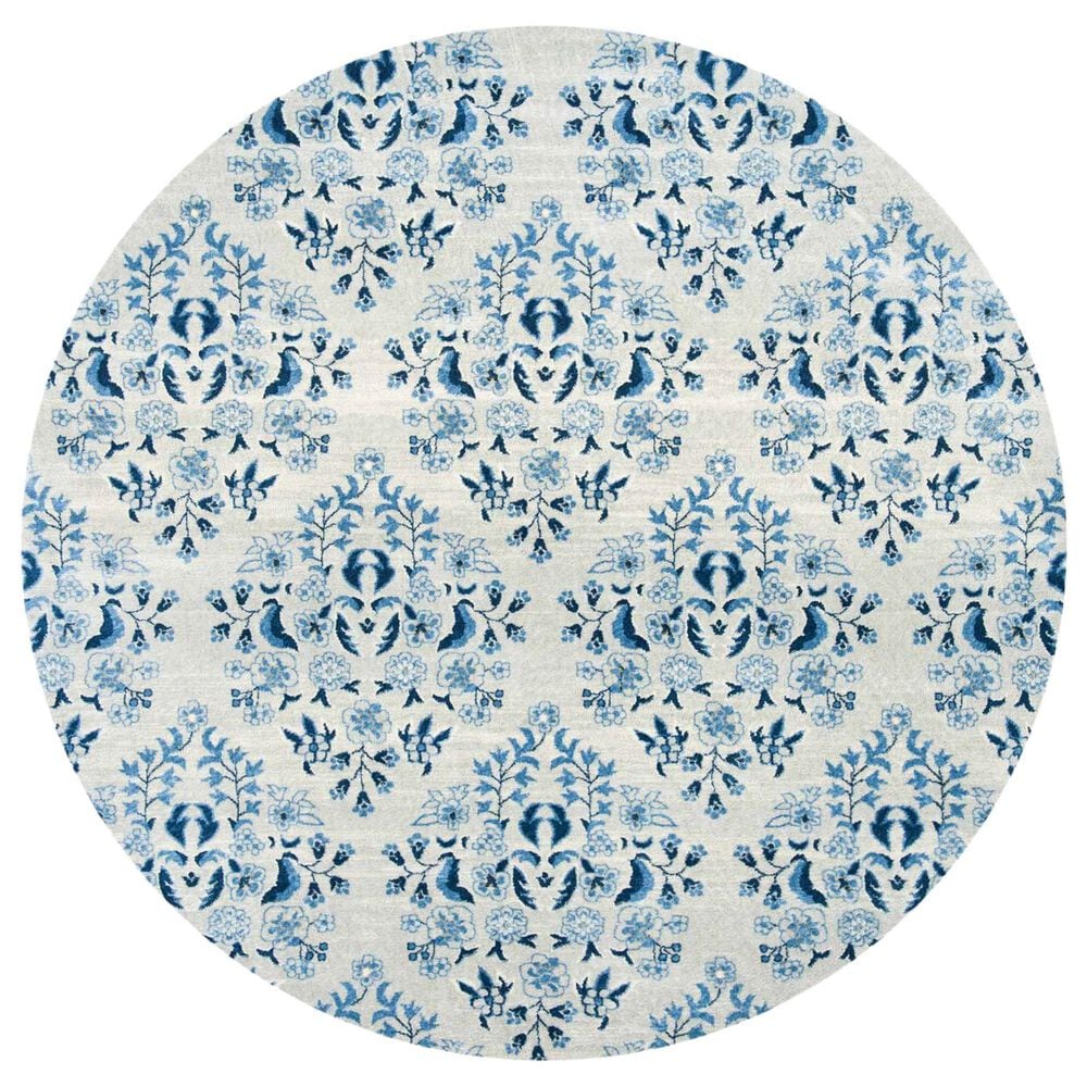 Safavieh Martha Stewart Damask 6"7" Round Cream and Blue Area Rug, , large