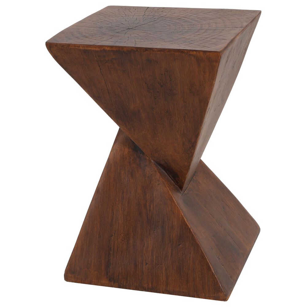 Hearth and Haven Tess Outdoor Twist-Shape Side Table in Dark Brown, , large