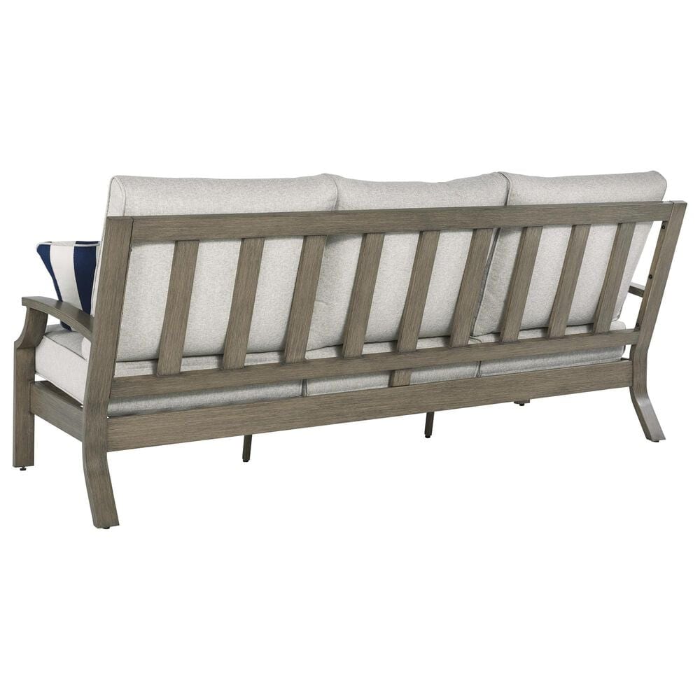 Ashley Rainier Ranch Outdoor Sofa with Beige Cushion in Brown, , large