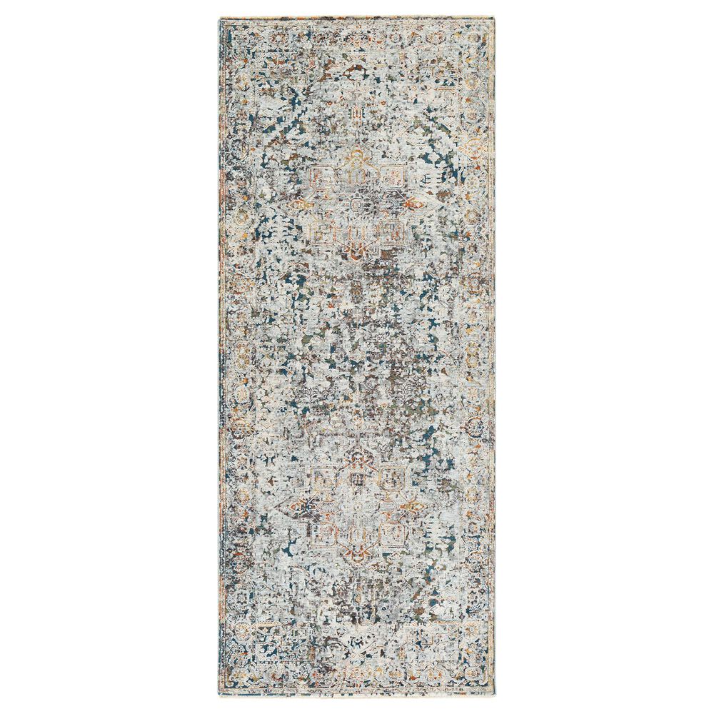 Surya Presidential PDT-2300 3"3" x 8" Blue, Gray and Orange Runner, , large
