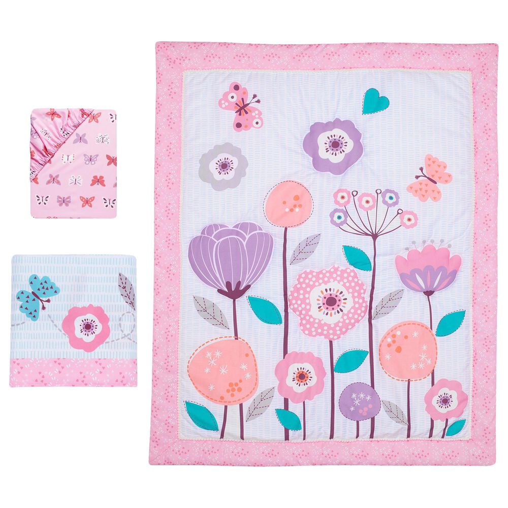 Lambs and Ivy Magic Garden 3-Piece Floral Crib Bedding Set, , large