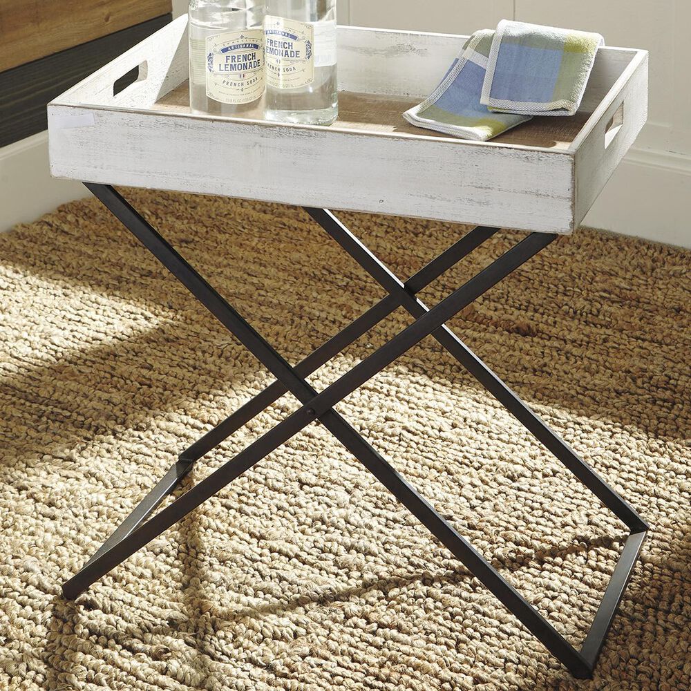 Signature Design by Ashley Janfield Accent Table in Antique White and Black, , large